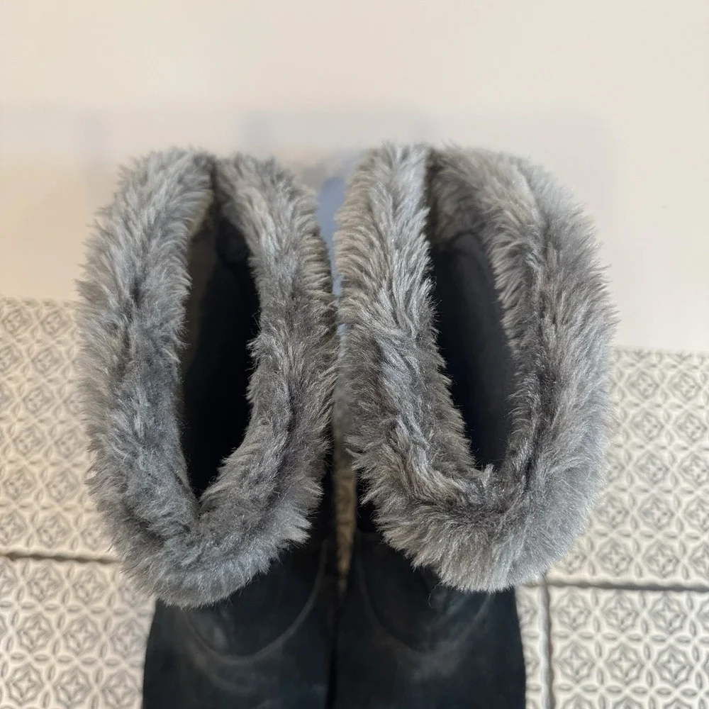 Columbia Ice Maiden Women's Suede Winter Snow Boots Black Faux Fur Womens Size 9
